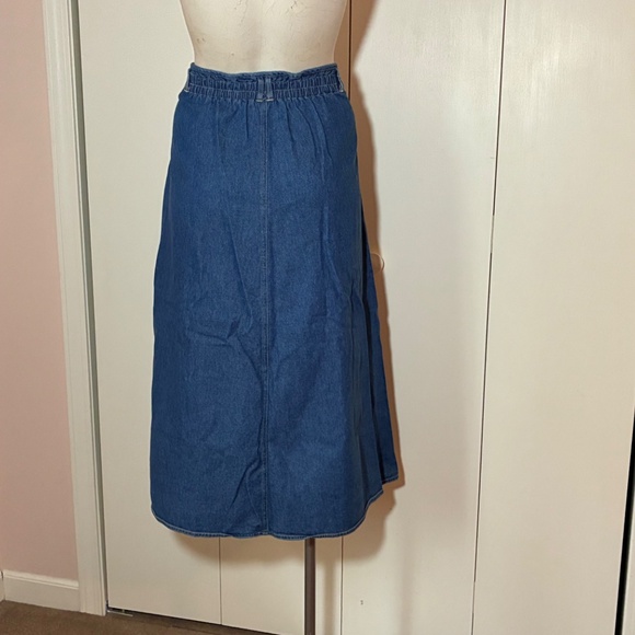 Vintage 1970-80 Koret Blue Denim Skirt Size 10 Unique Button Front Maxi Skirt - Picture 6 of 8